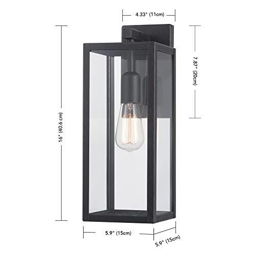 GLOBE Electric 44837 1-Light Outdoor Indoor Wall Sconce, Brushed Dark Bronze, Clear Glass Shade, Back Porch Lights, Front Patio, Garage Fixture, Exterior Lighting for House