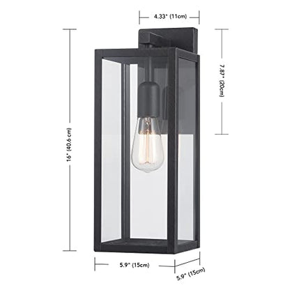 GLOBE Electric 44837 1-Light Outdoor Indoor Wall Sconce, Brushed Dark Bronze, Clear Glass Shade, Back Porch Lights, Front Patio, Garage Fixture, Exterior Lighting for House