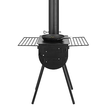 VEVOR 118" Camping Wood Stove, Portable Alloy Steel Tent Stove with 3000in³ Firebox, Outdoor Heating & Cooking Stove with Chimney Pipes & Gloves, Includes 8 Pipes for Efficient Heating