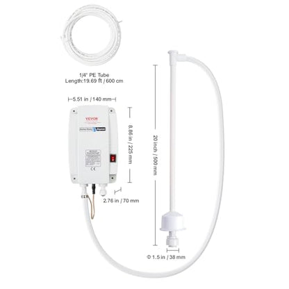 VEVOR Bottled Water Dispenser Pump System, 5 Gallon Dispensing System, Automatic Electric Water Dispenser, Single Inlet Water Jug Pump, Compatible Use with Coffee/Tea Machine, Refrigerator, Ice Maker