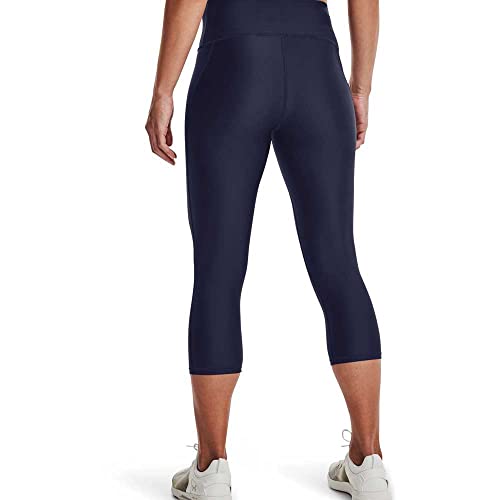 Under Armour Womens HeatGear Armour High Waisted Pocketed No-Slip Capri , Midnight Navy (410)/White , Small