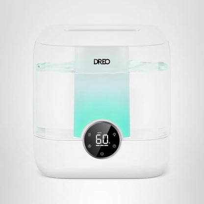 DREO 6L Top Fill Humidifiers for Bedroom, 60H Runtime 28 dB Quiet Supersized Cool Mist Air Humidifiers for Large Room, Baby Nursery, Plant, Indoor, Night Light, Easy to Clean, Precise Humidity Control