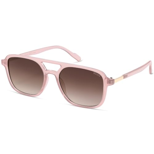 SOJOS Retro Aviator Sunglasses Women Men Trendy Rectangle Shades SJ2202C33 | Polit UV400 Protection Women Sun Glasses,Y2K Cute Thin Slim Frames,Daily Wear,Outdoor,Driving,Travel Beach Essentials