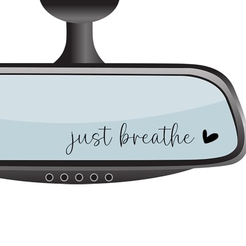4x Just Breathe Rear View Mirror Sticker, Rearview Mirror Decal, Car Accessories For Women, Motivational Stickers, Water Bottle Laptop Bumper Tumblers Sticker, Vanity Mirror Stickers, Car Window Decal