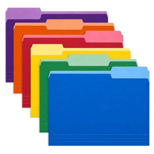 Colored File Folders, 6 Assorted Colors, Letter Size, 1/3 Cut Tabs, 18 Pack