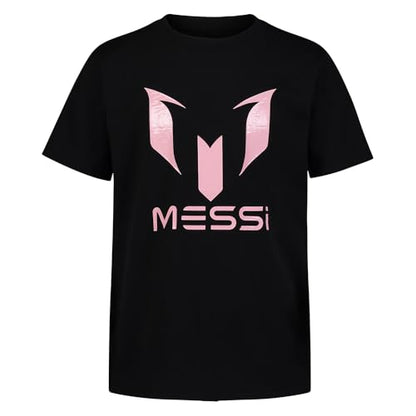 Messi Boys' Lifestyle Short Sleeve T-Shirt, Standard Fit Logo Tee, Cotton Blend Fabric, Stretch Limo