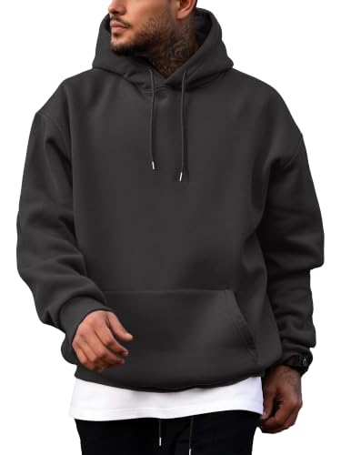 PLEPAN Hoodies for Men Cotton Essentials Sweatshirts Dark Gray X-Large