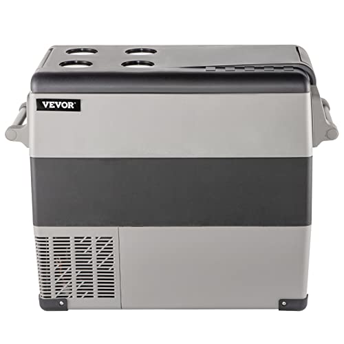VEVOR 12 Volt Refrigerator, 58 Quart Car Refrigerator, Dual Zone Portable Refrigerator,RV Refrigerator with 12/24V DC and 110-240V AC, Freezer Fridge Cooler, for Car, RV, Camping and Home Use(-4℉~68℉)