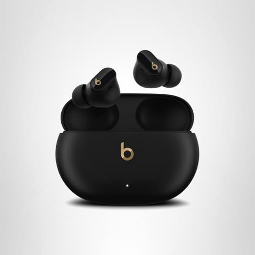 Beats Studio Buds + | True Wireless Noise Cancelling Earbuds, Enhanced Apple & Android Compatibility, Built-in Microphone, Sweat Resistant Bluetooth Headphones, Spatial Audio - Black/Gold