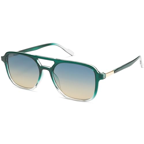 SOJOS Retro Aviator Sunglasses Women Men Trendy Rectangle Shades SJ2202C16