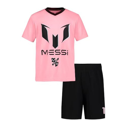 Messi Boys Lifestyle Short Sleeve 2-Piece Set, Jersey Set with Comfortable Top & Shorts