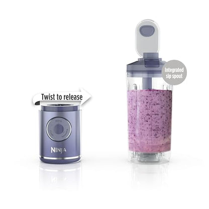 Ninja Blast Max, Portable Blender + Twist & Go, Personal Smoothie, Blend, Ice Crush, 3 Programs, Cordless, 22 oz removable Vessel, Dishwasher Safe, Leakproof, Lavender, BC251LD