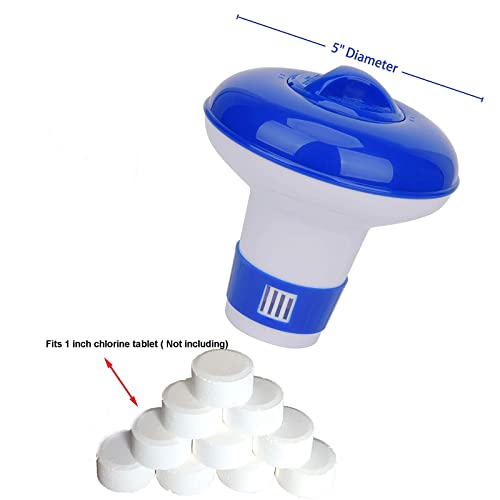 Floating Mini Spa Chemical Dispenser, Chlorine/Bromine Tablet Floater for 1 Inch Tablets, Idea for Spa, Hot Tub &,Fountain, Inflatable & Above-Ground Pools