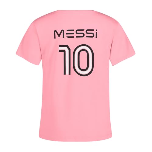 Messi Girls' Lifestyle Short Sleeve T-Shirt, Standard Fit Graphic Tee, Cotton Blend Fabric, Candy Pink