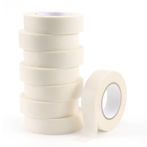 LONGKEY White Masking Tape 8 Rolls, 0.7 Inch x 20 Yards