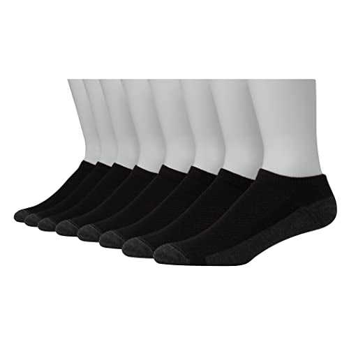 Hanes Mens Max 6 And Ultimate 8-Pack Ultra Cushion FreshIQ Odor Control With Wicking Low Cut Socks, Black, Black - 8 Pack, 6-12 US