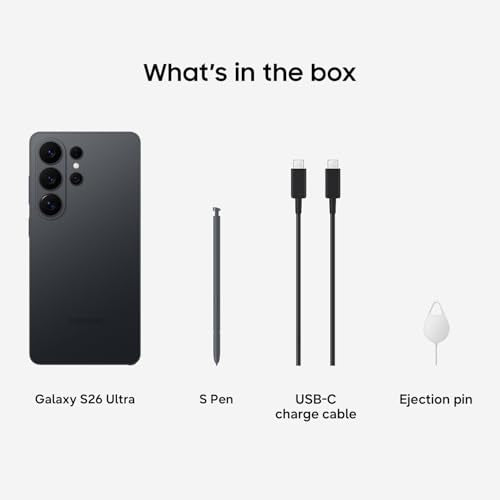 Samsung Galaxy S26 Ultra, Unlocked Android Smartphone + $200 Gift Card, 512GB, Privacy Display, Galaxy AI, AI Camera, Super Fast Charging 3.0, Durable Battery, 2026, Black