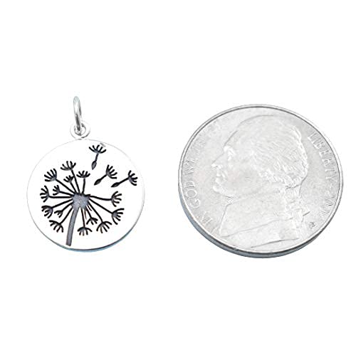 Mother Daughter Bangle Bracelets in Stainless Steel | Sterling Silver Dandelion Charm | Valentine's Day Gift for Her