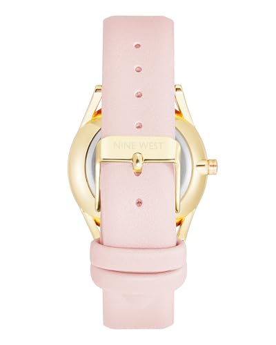Nine West Women's NW/1994WTPK Gold-Tone and Pastel Pink Strap Watch