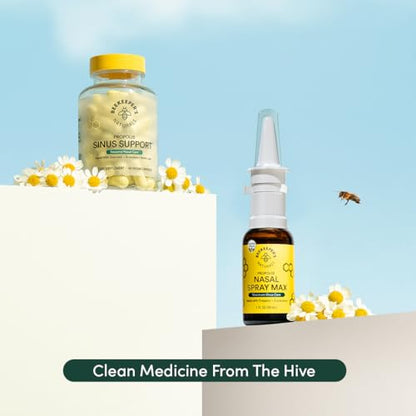 Beekeeper's Naturals Propolis Nasal Rinse Spray Max, Relief for Adults w/Eucalyptus, Oregano & Saline, Clears Nasal Congestion, Moisturizes Sinus Canal, & Decongest Sinus Cavities, 1 fl oz