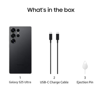 Samsung Galaxy S25 Ultra, 256GB Smartphone, Unlocked Android, AI Night Mode Camera, Snapdragon 8 Elite Fast Processor, 5000mAh Battery, Built-in S Pen, 2025, US 1 Yr Warranty, Titanium Black