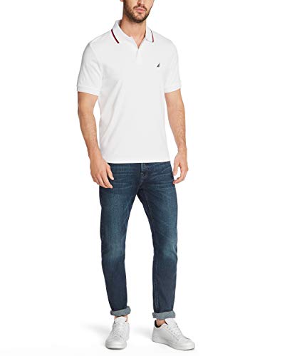 Nautica Men's Tall Classic Fit Short Sleeve Solid Tipped Collar Soft Polo Shirt, Bright White, 2X Big