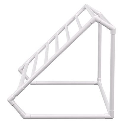 VEVOR Pool Towel Rack, 8 Bar, White, Freestanding Outdoor PVC Triangular Poolside Storage Organizer, Include 8 Towel Clips, Mesh Bag, Hook, Also Stores Floats and Paddles, for Beach, Swimming Pool