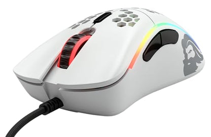 Glorious Model D- (Minus) Wired Gaming Mouse - 61g Superlight Honeycomb Design, RGB, Ergonomic, Pixart 3360 Sensor, Omron Switches, PTFE Feet, 6 Buttons - Matte White