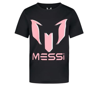 Messi Boys' Lifestyle Short Sleeve Top, Standard Shirt with Logo, Comfortable Fit, Stretch Limo