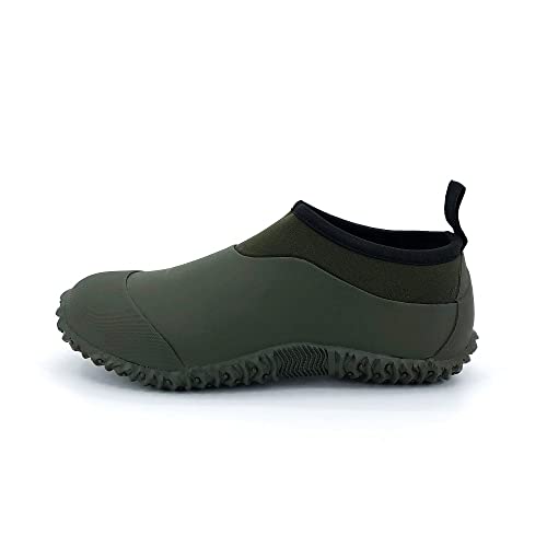 SYLPHID Men's Garden Shoes Women's Rain Shoe Waterproof Neoprene Camp Booties for Camping, Lawn Care, Gardening and Yard Work, Dark Green, Women Size 5.5, Men Size 4.5