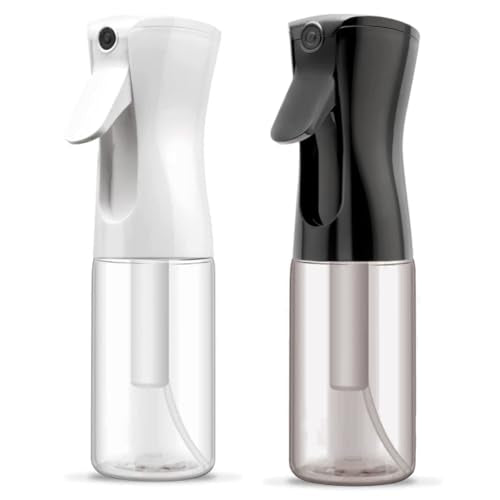 Continuous Spray Bottle for Hair, Refillable Gentle Mister (2 Pack, 6.8 Oz)