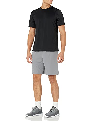 Amazon Essentials Men's Performance Tech Loose-Fit Shorts (Available in Big & Tall), Pack of 2, Black/Grey, Large