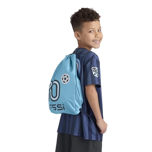 Messi Boys' Lifestyle Drawstring Bag Girls, Side Pocket & Comfortable Straps, Argentina Blue, One Size