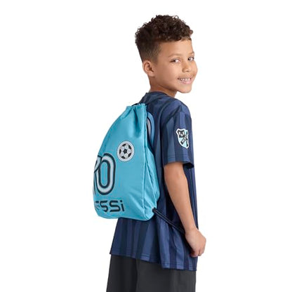 Messi Boys' Lifestyle Drawstring Bag Girls, Side Pocket & Comfortable Straps, Argentina Blue, One Size