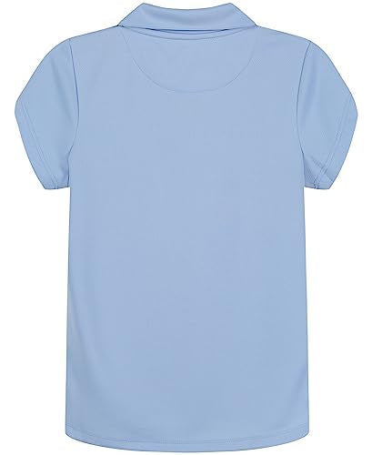 Nautica Girls Size' School Uniform Short Sleeve Polo Shirt, Button Closure, Moisture Wicking Performance Material, Fade Resistant, Light Blue, 8-10 Plus