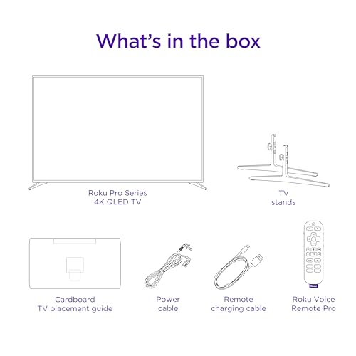 Roku Smart TV – 65-Inch Pro Series 4K QLED RokuTV with Backlit Roku Voice Remote Pro, Dolby Vision IQ, 120Hz Refresh Rate – Live Local News, Sports, Gaming