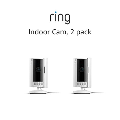 Ring Indoor Cam (2nd Gen) | latest generation, 2023 release | 1080p HD Video & Color Night Vision, Two-Way Talk, and Manual Audio & Video Privacy Cover | 2-pack, White