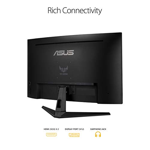 ASUS TUF Gaming 32" 1440P HDR Curved Monitor (VG32VQ1B) - QHD (2560 x 1440), 165Hz (Supports 144Hz), 1ms, Extreme Low Motion Blur, Speaker, FreeSync Premium, VESA Mountable, DisplayPort, HDMI,BLACK