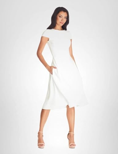 Dress the Population Women's Livia Midi High Dress, Ivory, Medium