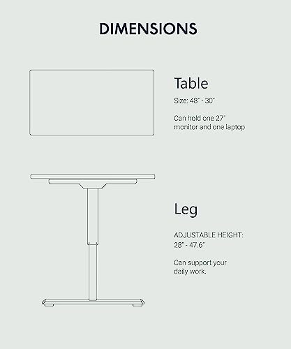 FLEXISPOT Standing Desk 48 x 30 Inches Height Adjustable Electric Sit Stand Home Office Desks Whole Piece Desk Board (Black Frame + Black top,2 Packages)