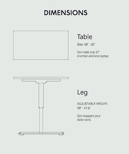 FLEXISPOT Standing Desk 48 x 30 Inches Height Adjustable Electric Sit Stand Home Office Desks Whole Piece Desk Board (Black Frame + Black top,2 Packages)