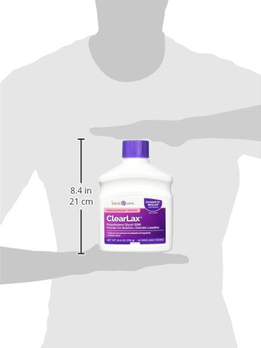 Amazon Basic Care ClearLax Polyethylene Glycol 3350 Powder for Solution, Osmotic Laxative, Relieves Occasional Constipation, Unflavored, 1.68 pound (Pack of 1)