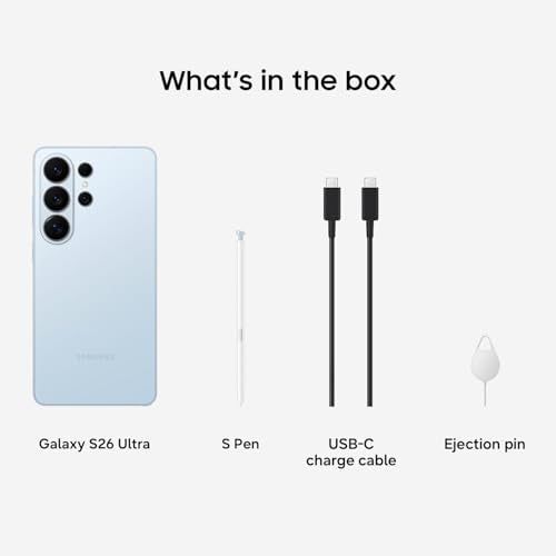 Samsung Galaxy S26 Ultra, Unlocked Android Smartphone, 512GB, Privacy Display, Galaxy AI, AI Camera, Super Fast Charging 3.0, Durable Battery, 2026, US 1 Year Warranty, Sky Blue