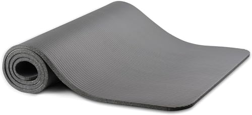 Fitvids 1/2-Inch Extra Thick High Density Anti-Tear Exercise Yoga Mat with Carrying Strap, Gray