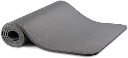 Fitvids 1/2-Inch Extra Thick High Density Anti-Tear Exercise Yoga Mat with Carrying Strap, Gray