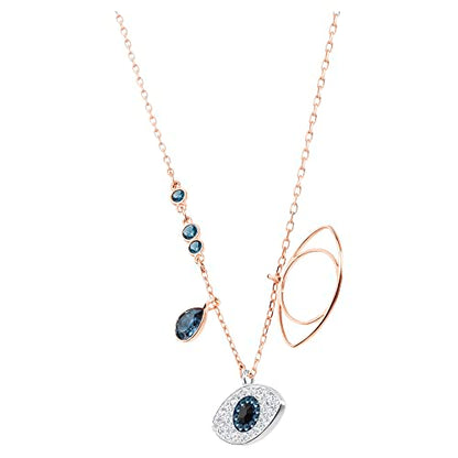 SWAROVSKI Women's Symbolic Evil Eye Pendant Necklace, Blue, Mixed Metal Finish