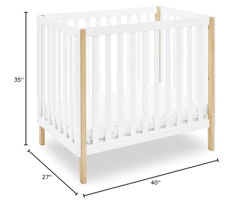 Delta Children Gio Mini Crib with 2.75" Mattress Included, Bianca White/Natural