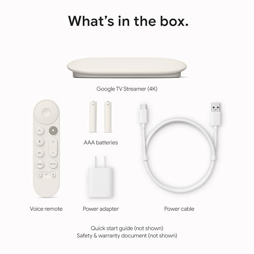 Google TV Streamer 4K - Fast Streaming Entertainment on Your TV with Voice Search Remote - Watch Movies, Shows, Live TV, and Netflix in 4K HDR - Smart Home Control - 32 GB of Storage - Porcelain
