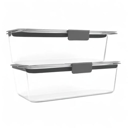 Rubbermaid Brilliance BPA-Free Food Storage Containers with Lids, Airtight Clear Set of 2 (9.6 Cup), Ideal for Lunch, Meal Prep, and Leftovers