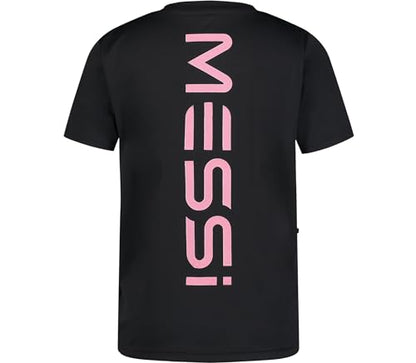 Messi Boys' Lifestyle Short Sleeve Top, Standard Shirt with Logo, Comfortable Fit, Stretch Limo, M (10/12)